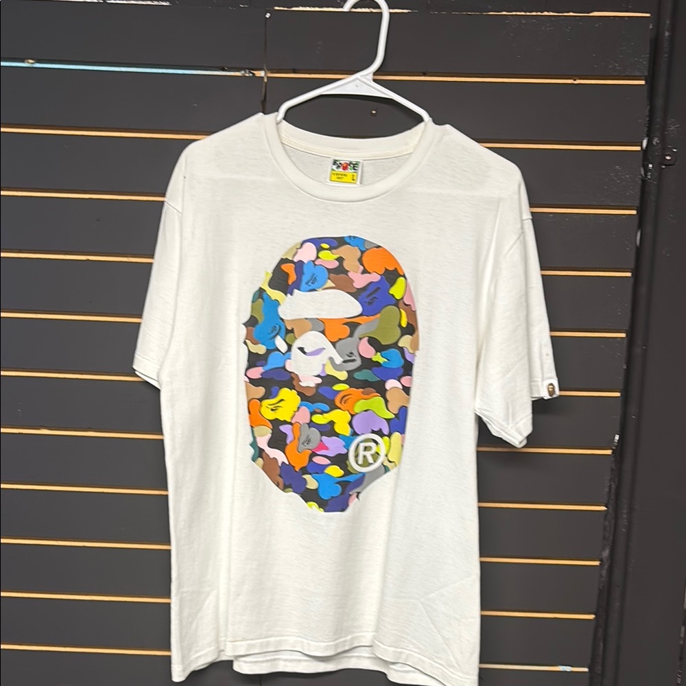 Bape White T-Shirt with Multicolor Logo